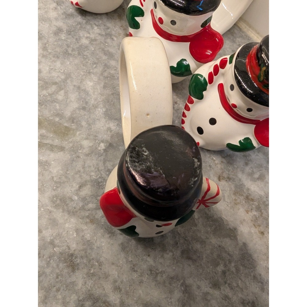 Set of 6 Vintage Ceramic Jolly Snowmen w Napkin Holders, Made In The Philippines - Picture 13 of 14